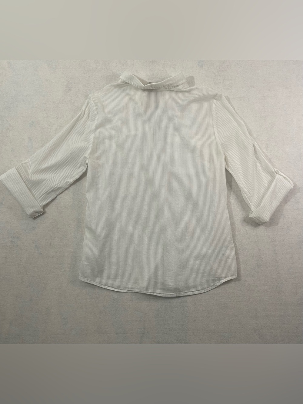 Loft Lightweight Sheer Cotton Casual Button-Down Top 3/4 Sleeves size M - Picture 2 of 6